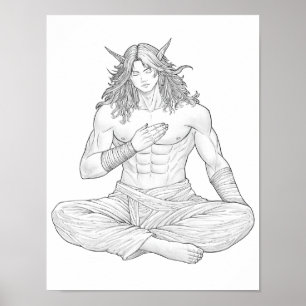 Serene Elf Warrior Fantasy Anime Character Art Poster