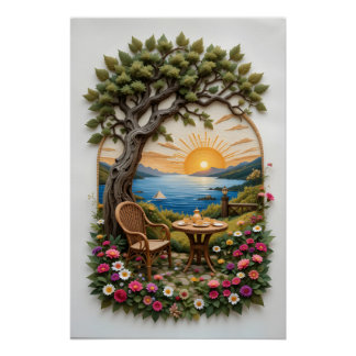 Serene Embroidered Sanctuary Poster
