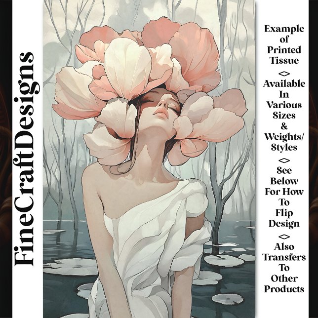 Serene Ethereal Woman Coral, Cream CB9 Decoupage Tissue Paper (Creator Uploaded)