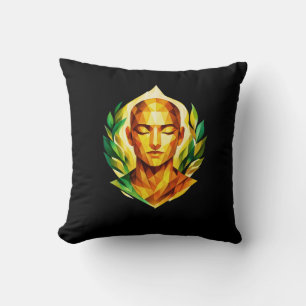 Serene Faceted Portrait Accent Modern Spiritual Cushion