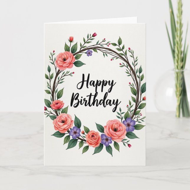 Serene Floral Birthday Card (Front)