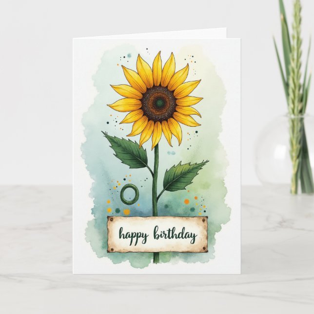 Serene Flower Watercolor Card (Front)