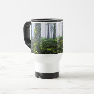 Serene Foggy Forest Photo Travel Mug