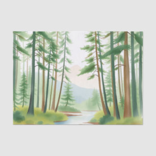 Serene Forest Landscape in Watercolor Tissue Paper