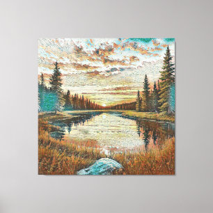 Serene Forest Landscape Painting Canvas Print