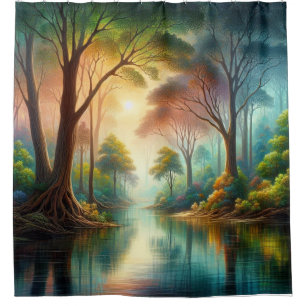 Serene Forest Nature Escape – Tranquil Woodland  Shower Curtain