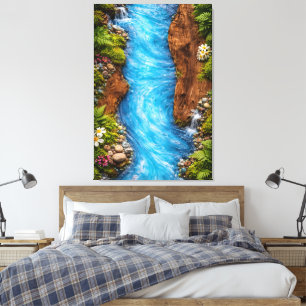 Serene Forest Stream Tranquil Nature Water Art Canvas Print