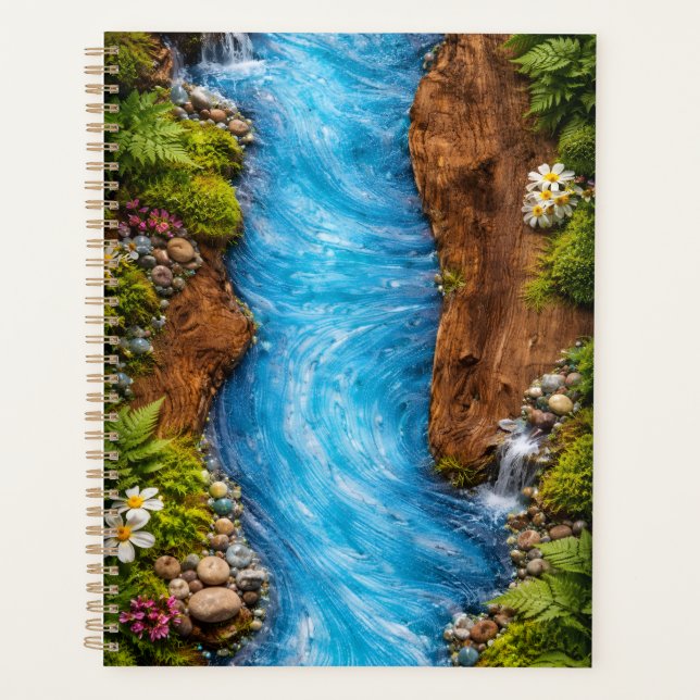 Serene Forest Stream Tranquil Nature Water Art Planner (Front)