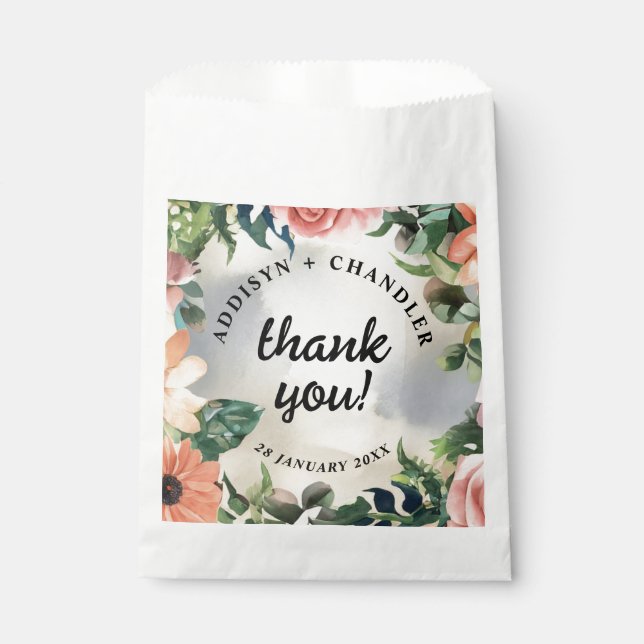 Serene Garden Wreath: Pastel Floral Elegance Favour Bags (Front)