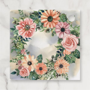 Serene Garden Wreath: Pastel Floral Elegance Favour Tags