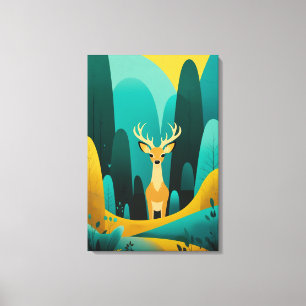 Serene Geometric Deer – Modern Nature Artwork Canvas Print