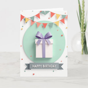 Serene Gift Box Birthday Card