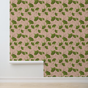 Serene Gingko Pink Floral Pattern Wallpaper