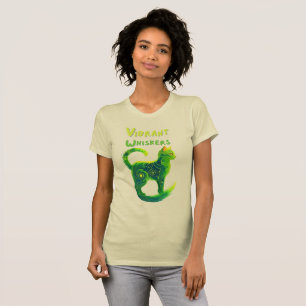 Serene Glow: Artistic Cat in Green and Yellow T-Shirt