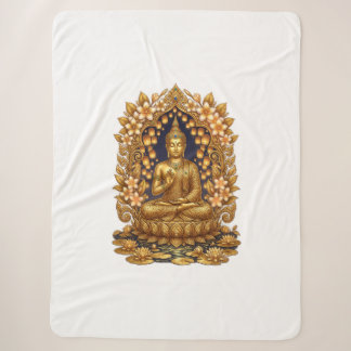 Serene Golden Buddha Meditation Art Fleece Blanket