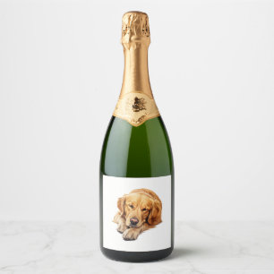 Serene Golden Retriever Resting - Peaceful Dog Art Sparkling Wine Label