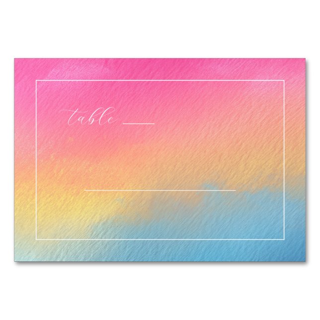 Serene Gradient Watercolor Ombre Table Number (Front)