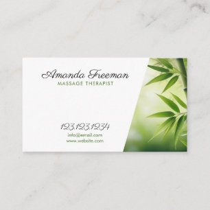 Serene Green Bamboo Massage Therapist Business Card