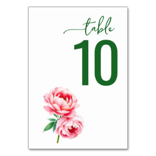 Serene Green Floral Table Number