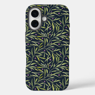 Serene Green Leafy Vines with Pink Flowers iPhone 16 Case