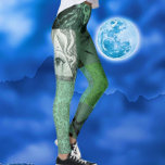 Serene Green Mixed Mood Meditation Yoga Art Leggings<br><div class="desc">Art for your legs, Serene Green Mixed Mood Meditation Yoga leggings, will elevate your day. Aqua blue, sage and avocado green, and moon white are the main background colours. Drawings of medallions, faces, plants and seeds. birds and fish, are outlined in black. Perfect for working out, running, yoga, shopping, or...</div>