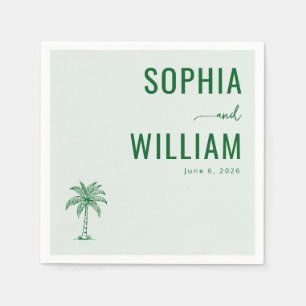 Serene Green Palm Tree Napkin