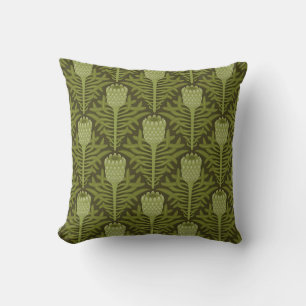 Serene Green Plant Motif for Modern Decor Cushion