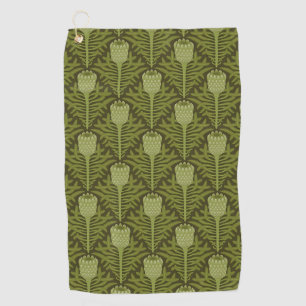 Serene Green Plant Motif for Modern Decor Golf Towel