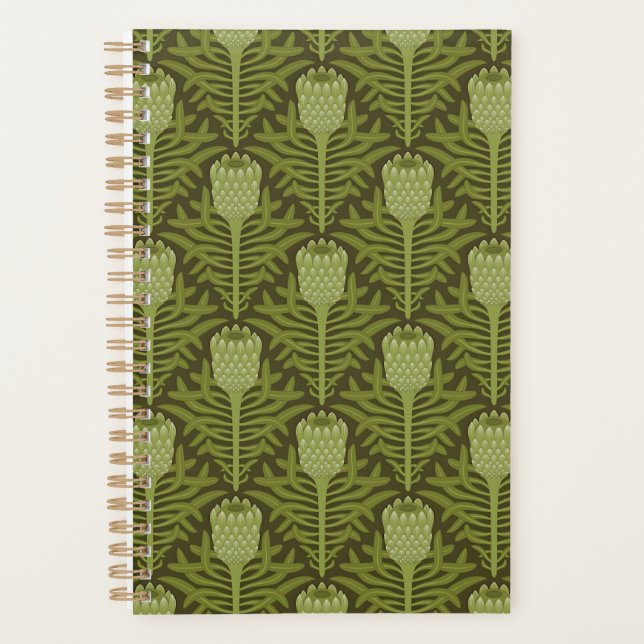 Serene Green Plant Motif for Modern Decor Planner (Front)