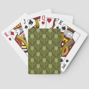Serene Green Plant Motif for Modern Decor Playing Cards
