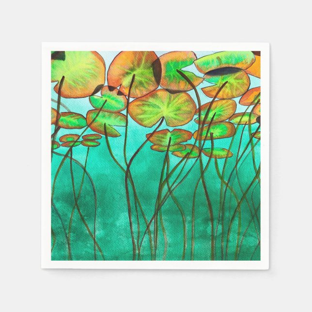serene green pond with lilypads napkin (Front)