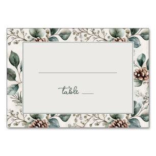 Serene Green Rustic Botanical Border Table Number