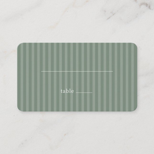 Serene Green Stripes Place Card (Front)