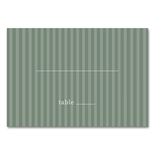 Serene Green Stripes Table Number (Front)