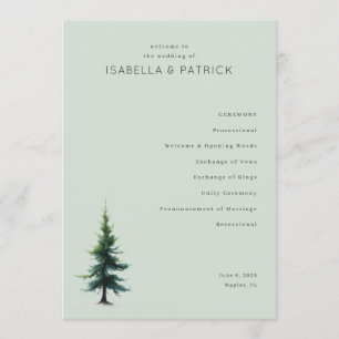 Serene Green Tree Wedding Ceremony Programme