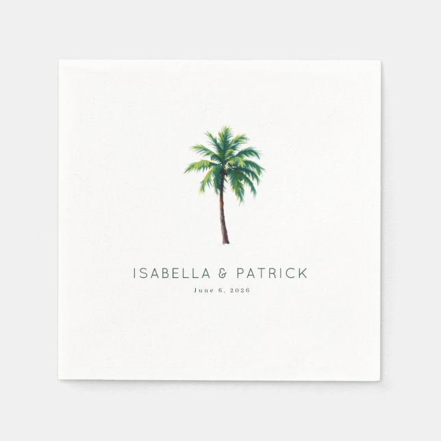 Serene Green Tropical Palm Tree Napkin (Front)