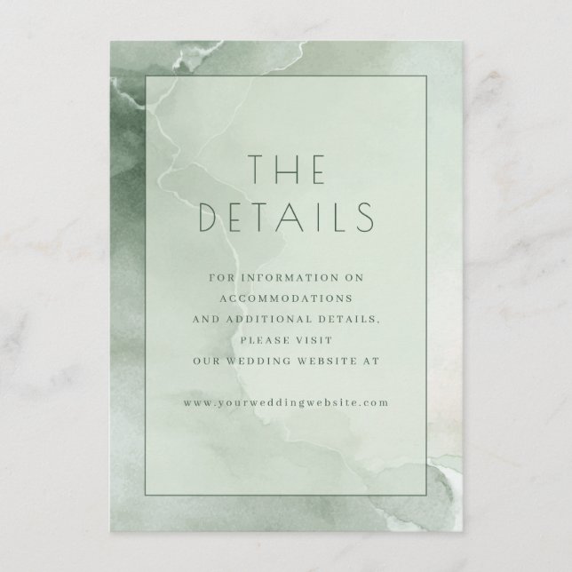 Serene Green Watercolor Details Enclosure Card (Front)