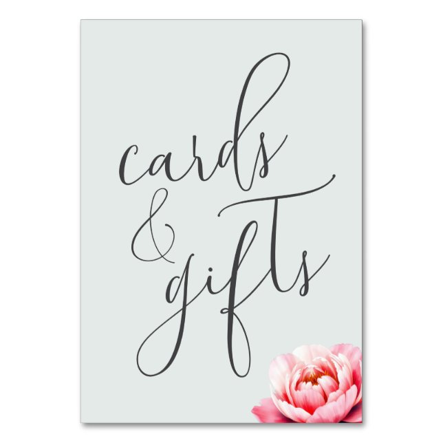 Serene Grey Floral Calligraphy Cards (Front)