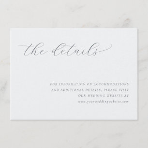 Serene Grey Minimalist Wedding Details Card