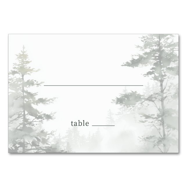 Serene Grey Misty Forest Table Number (Front)