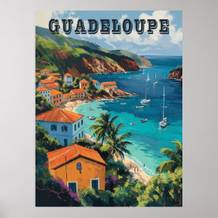 Serene Guadeloupe Watercolor Island  Poster
