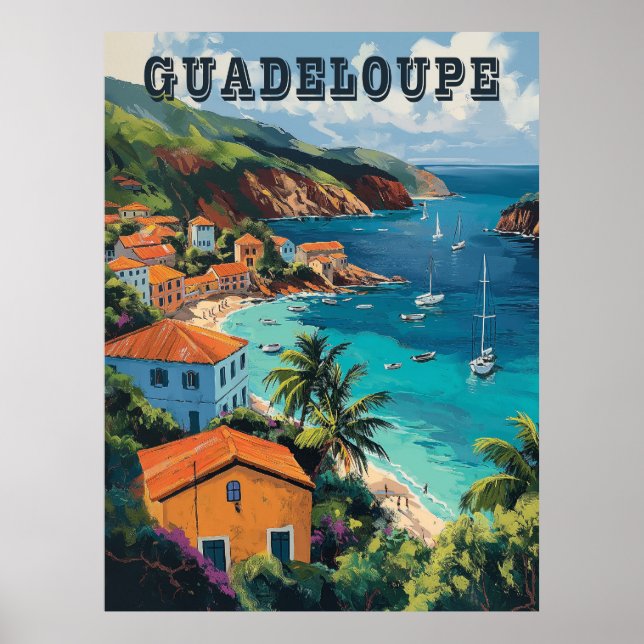 Serene Guadeloupe Watercolor Island  Poster (Front)