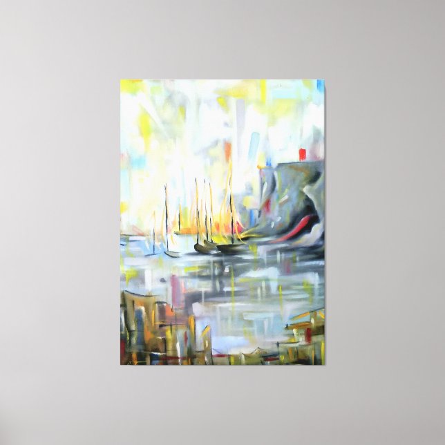 Serene Harbor Scene: Abstract  Painting wall art (Front)
