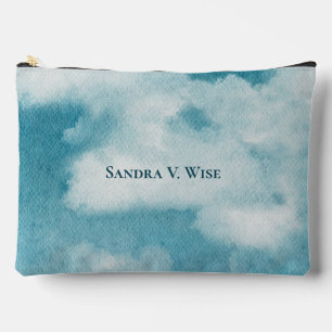 Serene Horizon Dreams Watercolor Blue & White Accessory Pouch