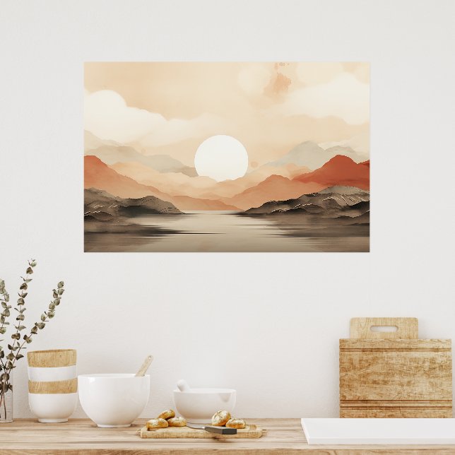 Serene Horizon Japandi Nature Art  Poster (Kitchen)