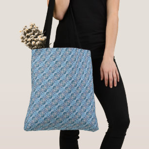 Serene ice blue abstract diagonal pattern tote bag