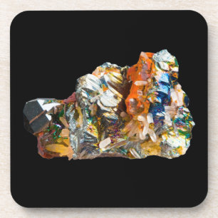 Serene Iridescent Rainbow Hemate Aura Minimalist Coaster