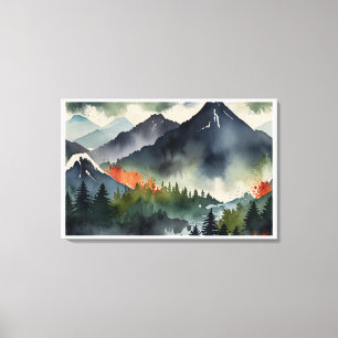 Serene Japanese Mountain Landscape Canvas Print