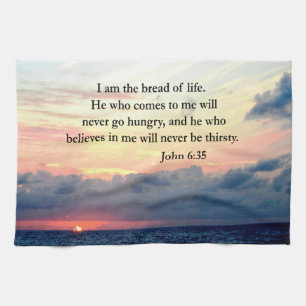 SERENE JOHN 6:35 SUNRISE PHOTO DESIGN TEA TOWEL