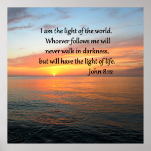 SERENE JOHN 8:12 SUNRISE OVER THE OCEAN POSTER